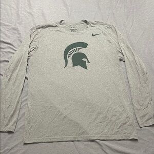 Nike Michigan State Spartans Heather Gray Long Sleeve Men's Tee